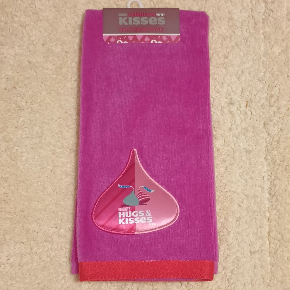 NWT~Hershey's Hugs & Kisses Decorative Magenta Bath Hand Towel 25" (L) X 16" (W)